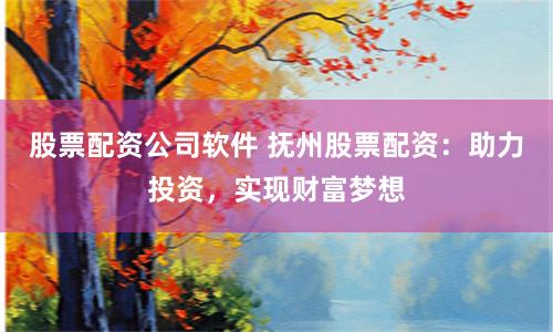 股票配资公司软件 抚州股票配资：助力投资，实现财富梦想